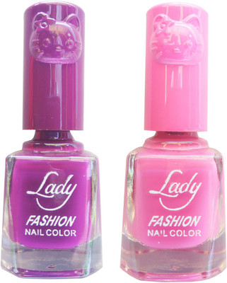 

Lady Fashion Colour Cap Insta Dry Nail polish (Evergreen Colours) Purple,Pink(Pack of 2)