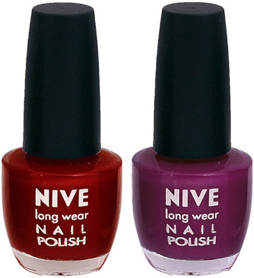 

Nive Colour Blast Nail Polish (Set of 2 Nail Polish) Red,Purple(Pack of 2)