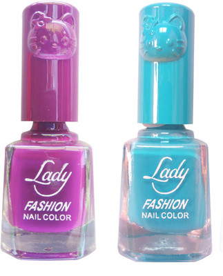 

Lady Fashion Colour Cap Insta Dry Nail polish (Evergreen Colours) Purple,Blue(Pack of 2)