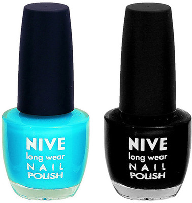 

Nive Colour Blast Nail Polish (Set of 2 Nail Polish) Blue,Black(Pack of 2)