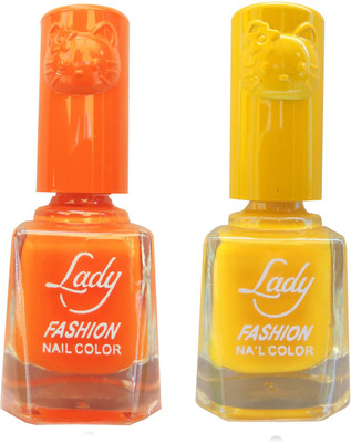 

Lady Fashion Colour Cap Insta Dry Nail polish (Evergreen Colours) Orange,Yellow(Pack of 2)