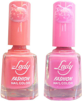 

Lady Fashion Colour Cap Insta Dry Nail polish (Evergreen Colours) Pink,Pink(Pack of 2)