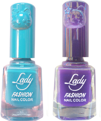 

Lady Fashion Colour Cap Insta Dry Nail polish (Evergreen Colours) Blue,Purple(Pack of 2)