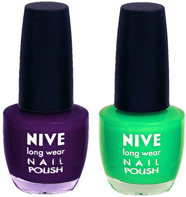 

Nive Colour Blast Nail Polish (Set of 2 Nail Polish) Purple,Green(Pack of 2)