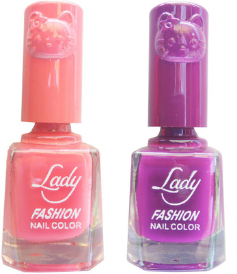 

Lady Fashion Colour Cap Insta Dry Nail polish (Evergreen Colours) Pink,Purple(Pack of 2)