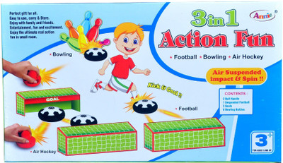 

KidsBazaar Annie 3 in 1 Action Fun ( Football, Bowling, Air Hockey)(Multicolor)