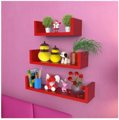 A.S Wood MDF Wall Shelf(Number of Shelves - 3)