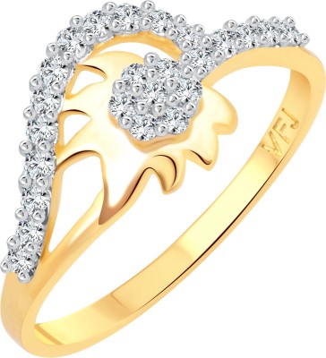 VIGHNAHARTA Leafy Shine Alloy Cubic Zirconia Gold Plated Ring