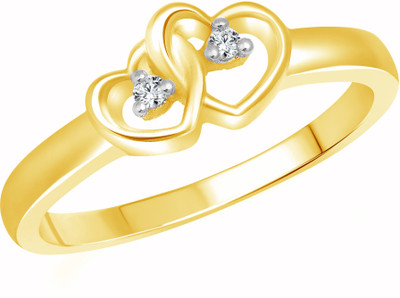 

Vighnaharta Golden Dual Heart Alloy Cubic Zirconia 18K Yellow Gold Plated Ring