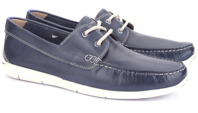 

Clarks Karlock Step Navy Leather Boat Shoes For Men(Navy