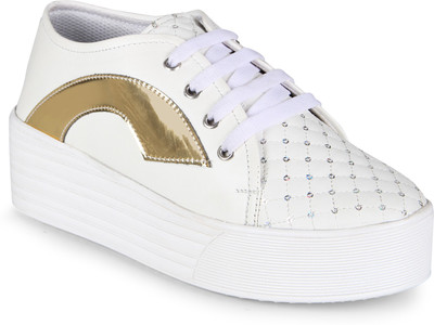 

Zapatoz Sneakers For Women(White, Gold, Multicolor