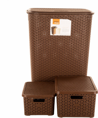 

Jaypee Plus Drop All- Laundary Basket, Keep all big & small, Brown (pack of 3) Storage Basket(Pack of 3)