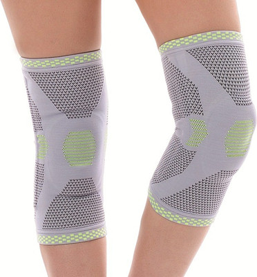 

Alex Hi-Tech Elastic knee Support with Hinges & Gel (3D Knee Cap) Knee Support, Grey;green