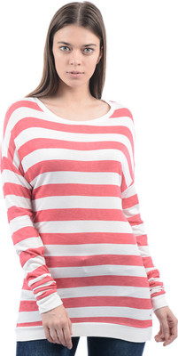 

Pepe Jeans Striped Women's Round Neck Pink, White T-Shirt