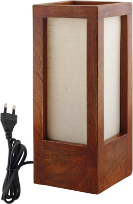 

Giftwithswagger elegant wooden table lamp Table Lamp(25 cm, natural brown, off white)