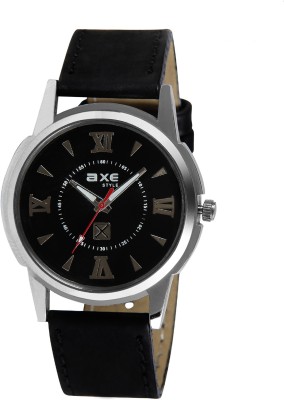 AXE Style X1186SL01 Black Leather Strap with Silver Case Watch  - For Men   Watches  (AXE Style)