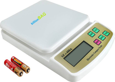 

Billionbag Compact Scale With Tare Function SF 400A 10 Kg With Battery Digital Multi-Purpose Kitchen Weighing Scale(White)