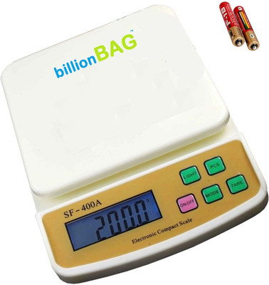 

Billionbag Compact Scale With Tare Function SF 400A 7 Kg With Battery Digital Multi-Purpose Kitchen Weighing Scale(White)