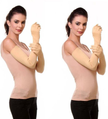 Tahiro Cotton Arm Sleeve For Women(Free, Beige)