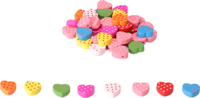 

Vardhman Colorful wooden beads buttons heart shape , 45 pcs, size 2 x 2 cm ,used in jewellery, scrap booking, art & craft, decorations etc