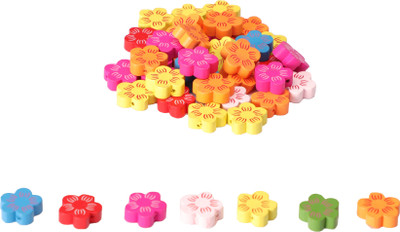 

Vardhman Colorful wooden beads buttons new flower 01 shape 40 pcs, size 2 x 2 cm, used in jewellery, scrap booking, art & craft, decorations etc