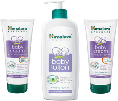 Himalaya Baby Care Combo (Baby Lotion 400 ml + Baby Cream 200 ml * 2)(White)