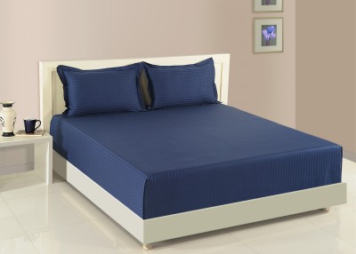 SWAYAM 400 TC Cotton Double Solid Flat Bedsheet(Pack of 1, Blue)