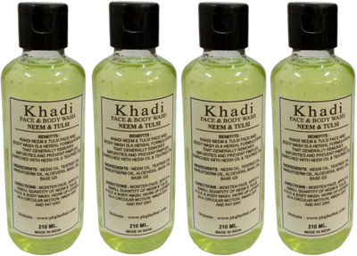 Khadi Herbal Neem & Tulsi Face and Body wash(840 ml, Pack of 4)