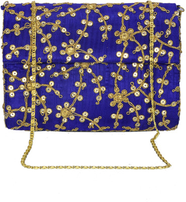 

DUCHESS Party Blue, Gold Clutch