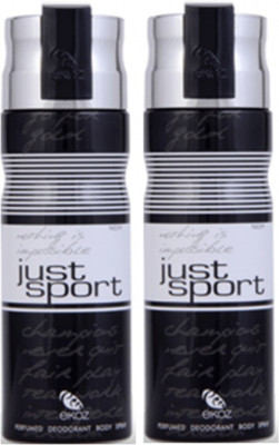 

Ekoz Just Sport Noir Homme - Pack Of 2 Body Spray - For Men(200 ml, Pack of 2)