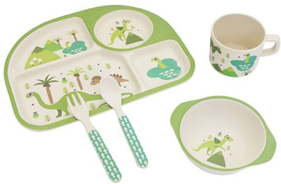 LuvLap Baby Bamboo Cutlery Set - Bamboo fibre(Green)