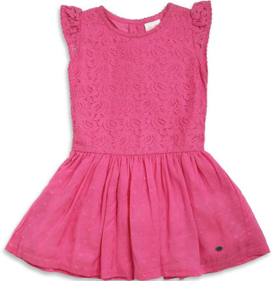 

Mini Klub Girls Midi/Knee Length Casual Dress(Pink, Half Sleeve, Fuschia