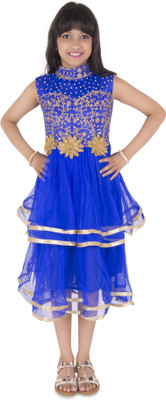 

Addyvero Girls Midi/Knee Length Party Dress(Blue, Sleeveless