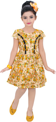 

Golden Girl Girls Midi/Knee Length Party Dress(Yellow, Half Sleeve
