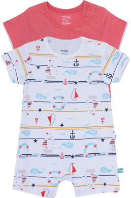 

Mini Klub Romper For Boys Printed Cotton(Multicolor, Pack of 2, Multi