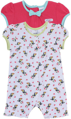 

Mini Klub Romper For Girls Printed Cotton(Pink, Pack of 2, Hot pink combo