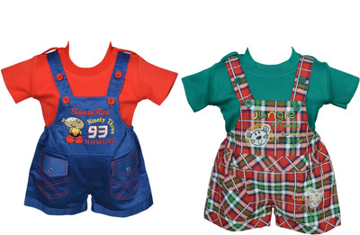 

La Bele Romper For Boys & Girls Casual Solid Cotton(Blue, Pack of 2