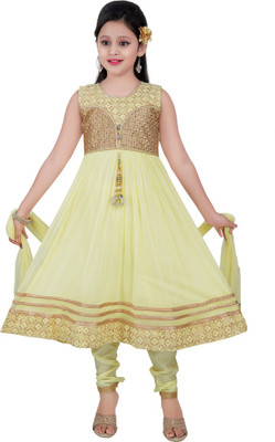 

Haazra Girls Festive & Party Kurta, Churidar & Dupatta Set(Yellow Pack of 1