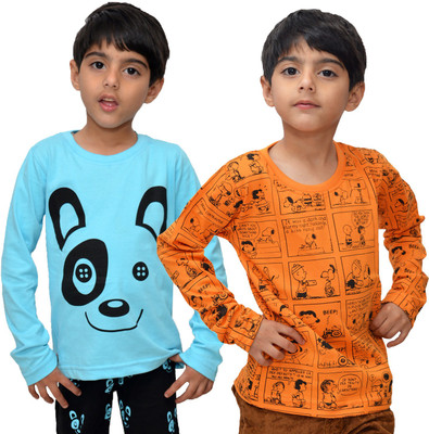

Crux & Hunter Boys Graphic Print Cotton T Shirt(Multicolor, Pack of 2