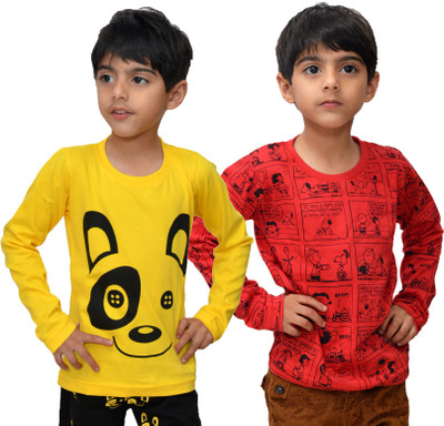

Crux & Hunter Boys Graphic Print Cotton T Shirt(Multicolor, Pack of 2