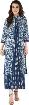 Geroo Women Printed A-line Kurta(Blue, White) Flipkart