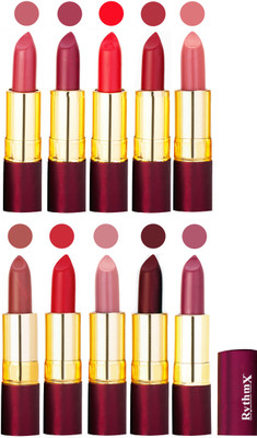 

Rythmx Matte Lipstick Set Of 10 Pcs 92(Multicolor)