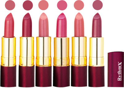 Rythmx Dry Matte Lipstick Combo of 6 Pcs 18(Multicolor)