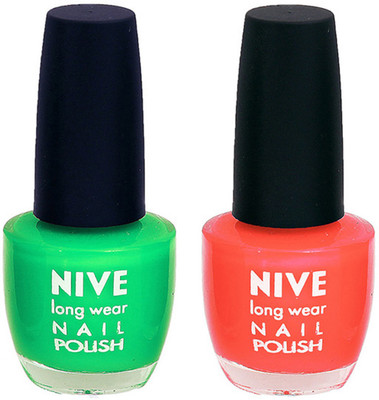 

Nive Colour Blast Nail Polish (Set of 2 Nail Polish) Green,Orange(Pack of 2)