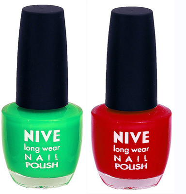 

Nive Colour Blast Nail Polish (Set of 2 Nail Polish) Green,Red(Pack of 2)