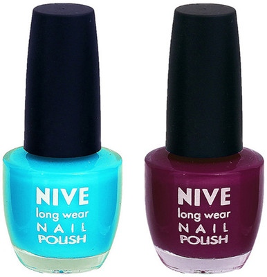 

Nive Colour Blast Nail Polish (Set of 2 Nail Polish) Blue,Purple(Pack of 2)