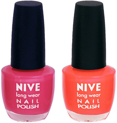 

Nive Colour Blast Nail Polish (Set of 2 Nail Polish) Pink,Orange(Pack of 2)