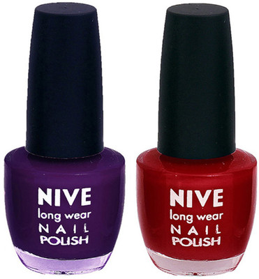 

Nive Colour Blast Nail Polish (Set of 2 Nail Polish) Purple,Red(Pack of 2)