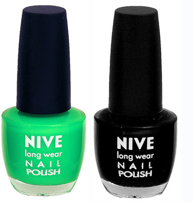 

Nive Colour Blast Nail Polish (Set of 2 Nail Polish) Green,Black(Pack of 2)