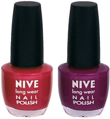 

Nive Colour Blast Nail Polish (Set of 2 Nail Polish) Pink,Purple(Pack of 2)